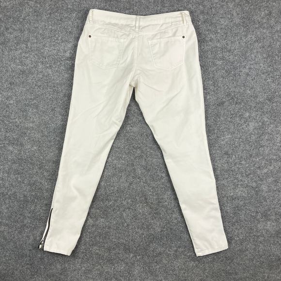 Converse One Star Jeans Womens Size 6 White Distressed Skinny Zip Ankle Casual - Picture 8 of 9